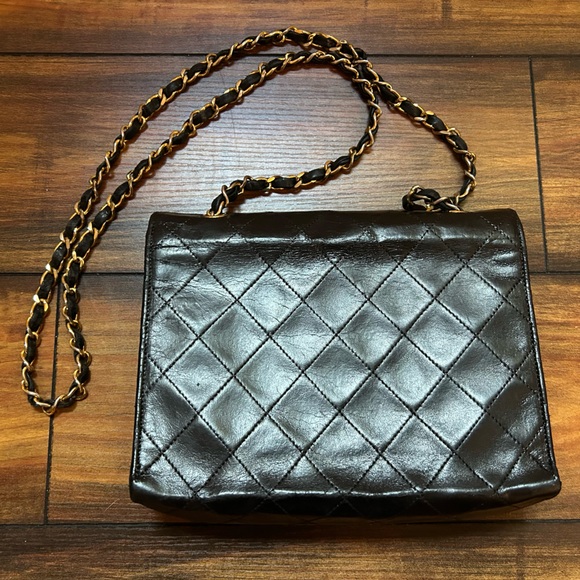 Vintage Chanel Shoulder Envelope Crossbody Bag Matelasse Black Lamb Skin - Picture 2 of 15